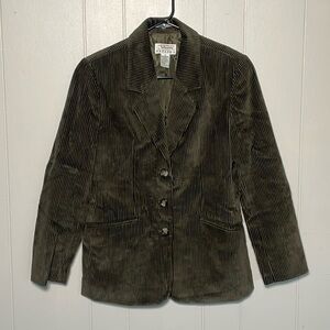 Talbots Petite Green Corduroy Blazer Women’s Small
